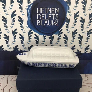 NEW Heinen Delfts Blauw Blue/White I LOVE AMSTERDAM Canal Boat House Coin Bank